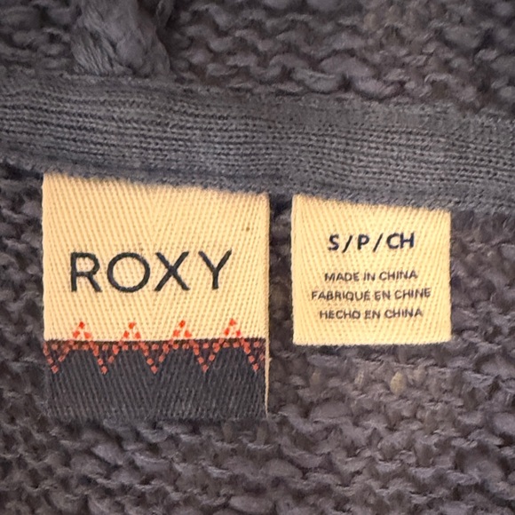 Roxy V-Neck Blue Hooded Sweater 100% Cotton - Picture 9 of 15